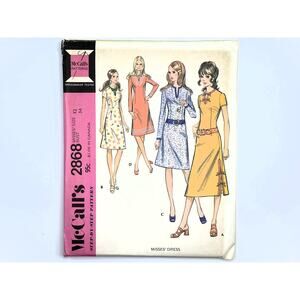 McCall's 2868 Vintage Sewing Pattern Misses' Dress Size 12 Uncut
